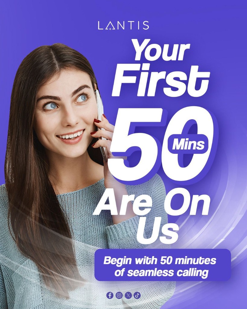 Lantis promotion: Your first 50 minutes are on us for seamless calling.